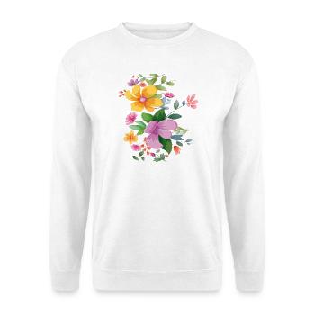 Blüten Aquarell Bouquet - Unisex Pullover - Weiß - Vorne - Alina (178cm) & Michal (187cm)
