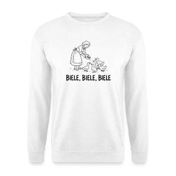 Biele Biele Biele Entenfütterung Mit Oma Und Enten - Unisex Pullover - Weiß - Vorne - Alina (178cm) & Michal (187cm)
