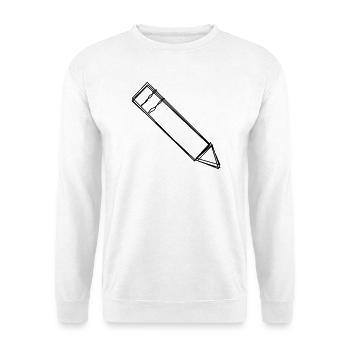 Bleistift handgezeichnet - Unisex Pullover - Weiß - Vorne - Alina (178cm) & Michal (187cm)