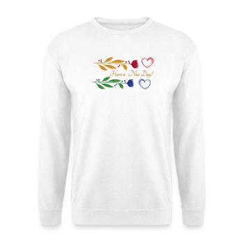 Have a Nice Day - Unisex Pullover - Weiß - Vorne - Alina (178cm) & Michal (187cm)