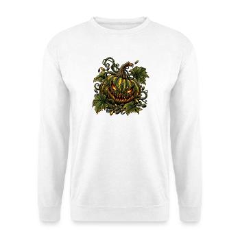 Halloween Ölkürbis - Unisex Pullover - Weiß - Vorne - Alina (178cm) & Michal (187cm)