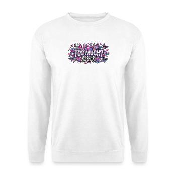 Zu viel, niemals, Y2K - Unisex Pullover - Weiß - Vorne - Alina (178cm) & Michal (187cm)