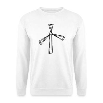 Windrad handgezeichnet - Unisex Pullover - Weiß - Vorne - Alina (178cm) & Michal (187cm)