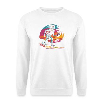 Basketballerin Retrowave - Unisex Pullover - Weiß - Vorne - Alina (178cm) & Michal (187cm)