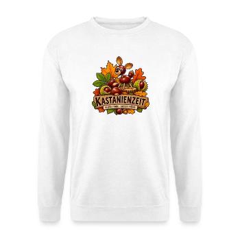 Kastanienzeit – Kleine Funde große Freude - Unisex Pullover - Weiß - Vorne - Alina (178cm) & Michal (187cm)