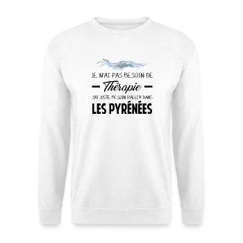 Ich brauche keine Therapie, ich brauche sie nur... - Unisex Pullover - Weiß - Vorne - Alina (178cm) & Michal (187cm)