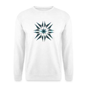 IRIS Geometric Art T-Shirt Print - Unisex Pullover - Weiß - Vorne - Alina (178cm) & Michal (187cm)