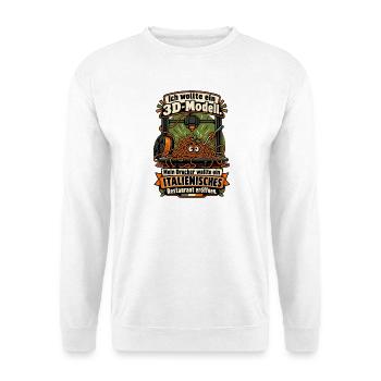 3D Drucker Spaghetti Humor - Unisex Pullover - Weiß - Vorne - Alina (178cm) & Michal (187cm)
