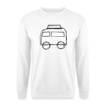Campingbus handgezeichnet - Unisex Pullover - Weiß - Vorne - Alina (178cm) & Michal (187cm)