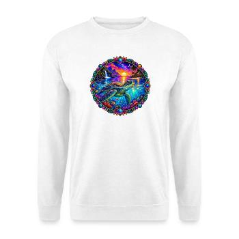Kosmische Schildkröte Kristalle - Unisex Pullover - Weiß - Vorne - Alina (178cm) & Michal (187cm)