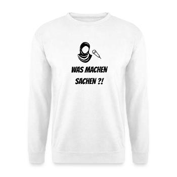 WAS MACHEN SACHEN - Unisex Pullover - Weiß - Vorne - Alina (178cm) & Michal (187cm)