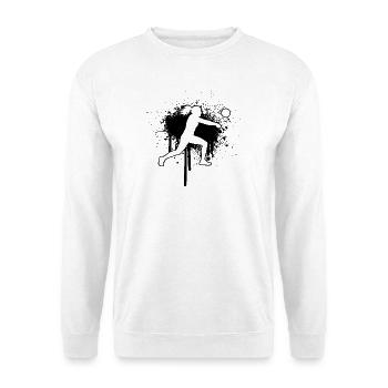 Die Ballsportlerinnen und Fistball passen zusammen - Unisex Pullover - Weiß - Vorne - Alina (178cm) & Michal (187cm)