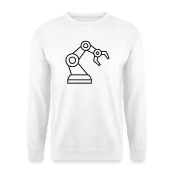 Roboterarm-Linie-Symbol - Unisex Pullover - Weiß - Vorne - Alina (178cm) & Michal (187cm)