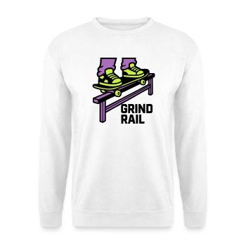 Skateboard Grind Rail Logo - Unisex Pullover - Weiß - Vorne - Alina (178cm) & Michal (187cm)