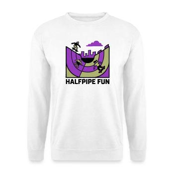 Halfpipe Skatepark Logo - Unisex Pullover - Weiß - Vorne - Alina (178cm) & Michal (187cm)