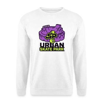 Skatepark Bowl Wappen Logo - Unisex Pullover - Weiß - Vorne - Alina (178cm) & Michal (187cm)
