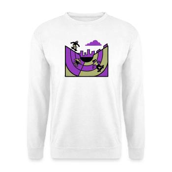 Halfpipe Skatepark Grafik - Unisex Pullover - Weiß - Vorne - Alina (178cm) & Michal (187cm)