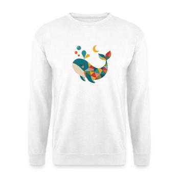 Farbiger Geometrie-Wal - Unisex Pullover - Weiß - Vorne - Alina (178cm) & Michal (187cm)