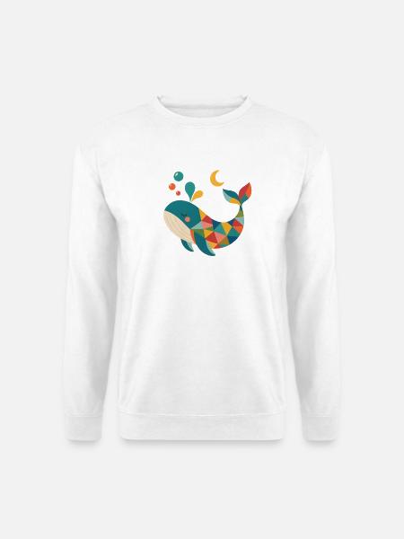 Farbiger Geometrie-Wal - Unisex Pullover - Weiß