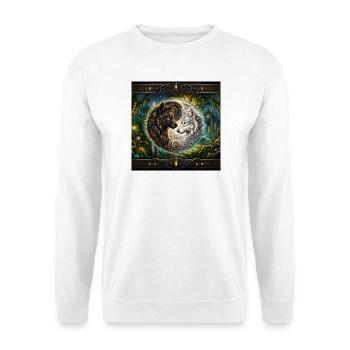 Celtic Wolves Yin Yang – Steampunk-Harmonie - Unisex Pullover - Weiß - Vorne - Alina (178cm) & Michal (187cm)