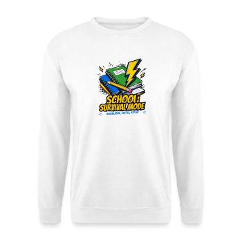 Schul-Überlebensmodus: Blitz-Gehirnenergie - Unisex Pullover - Weiß - Vorne - Alina (178cm) & Michal (187cm)