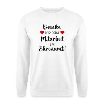 Danke Mitarbeit Ehrenamt - Unisex Pullover - Weiß - Vorne - Alina (178cm) & Michal (187cm)