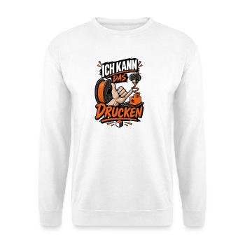 3D Drucker Spruch Ich kann das drucken - Unisex Pullover - Weiß - Vorne - Alina (178cm) & Michal (187cm)
