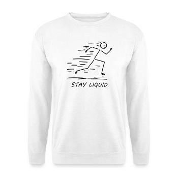 Stay Liquid - Lustiges Strichmännchen Design - Unisex Pullover - Weiß - Vorne - Alina (178cm) & Michal (187cm)