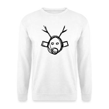 Rentier handgezeichnet - Unisex Pullover - Weiß - Vorne - Alina (178cm) & Michal (187cm)