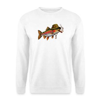 Funny Trout Fishing  - Unisex Pullover - Weiß - Vorne - Alina (178cm) & Michal (187cm)