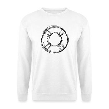 Rettungsring handgezeichnet - Unisex Pullover - Weiß - Vorne - Alina (178cm) & Michal (187cm)