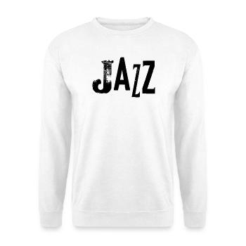 Vintage Jazz Typografie-Logo - Unisex Pullover - Weiß - Vorne - Alina (178cm) & Michal (187cm)