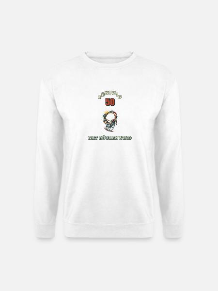 Fünfzig mit Rückenwind - Unisex Pullover - Weiß
