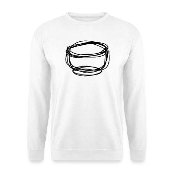 Futternapf handgezeichnet - Unisex Pullover - Weiß - Vorne - Alina (178cm) & Michal (187cm)