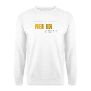 Neu im Trupp – Jugendfeuerwehr Aufnahme-Shirt - Unisex Pullover - Weiß - Vorne - Alina (178cm) & Michal (187cm)