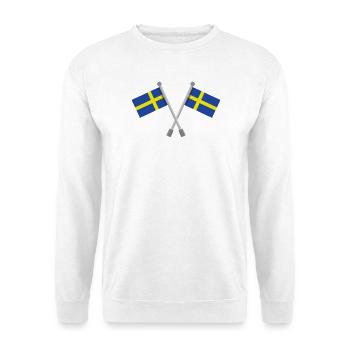 Schwedische Flagge - Unisex Pullover - Weiß - Vorne - Alina (178cm) & Michal (187cm)