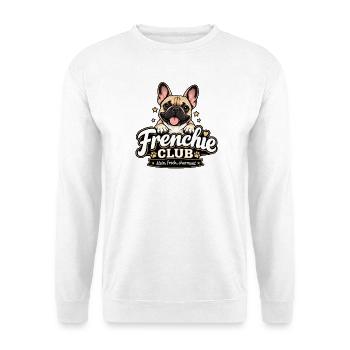 Französische Bulldogge Club – Frenchie - Unisex Pullover - Weiß - Vorne - Alina (178cm) & Michal (187cm)
