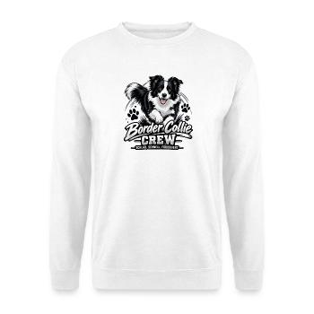 Border Collie Crew – Geschenk für Hundefans - Unisex Pullover - Weiß - Vorne - Alina (178cm) & Michal (187cm)
