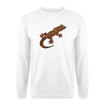 Gecko_braun - Unisex Pullover - Weiß - Vorne - Alina (178cm) & Michal (187cm)