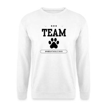 Team Hund - Unisex Pullover - Weiß - Vorne - Alina (178cm) & Michal (187cm)