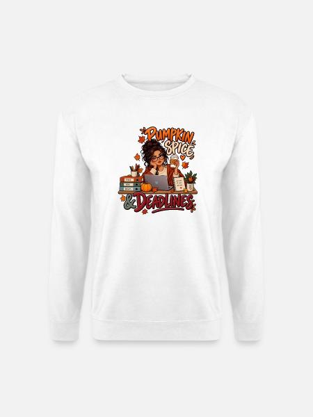 Pumpkin Spice & Deadlines – Herbstbüro - Unisex Pullover - Weiß