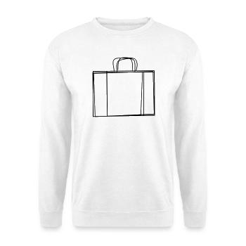 Koffer handgezeichnet - Unisex Pullover - Weiß - Vorne - Alina (178cm) & Michal (187cm)