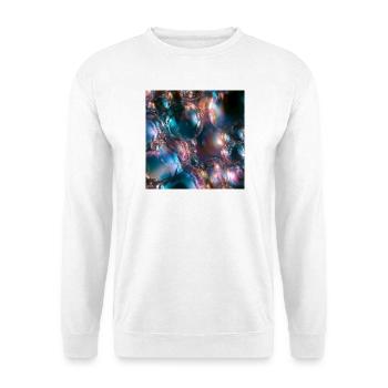 Irisierende metallische Blasen - Unisex Pullover - Weiß - Vorne - Alina (178cm) & Michal (187cm)