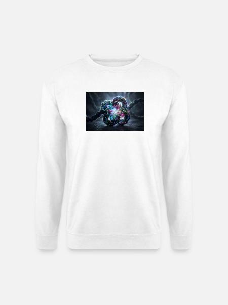 Glowing Fiber Optic Knot in Cyberpunk Macro Style - Unisex Pullover - Weiß