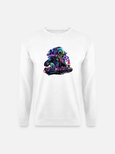 Kosmischer Alien DJ - Unisex Pullover - Weiß