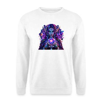 Kosmische Elfe Galaxie - Unisex Pullover - Weiß - Vorne - Alina (178cm) & Michal (187cm)