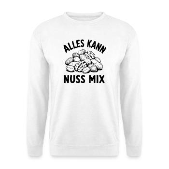  Alles Kann Nuss Mix Lustiger Spruch Für - Unisex Pullover - Weiß - Vorne - Alina (178cm) & Michal (187cm)