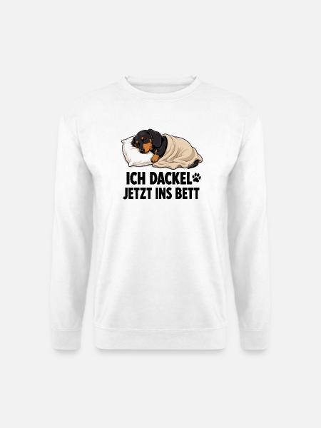 Ich Dackel Jetzt Ins Bett Schlafender Dackel - Unisex Pullover - Weiß