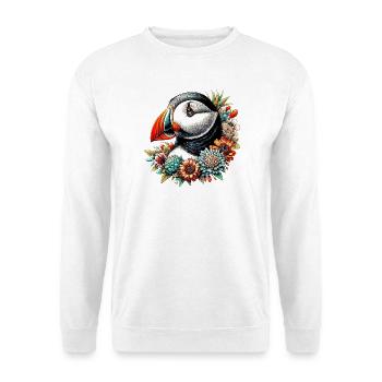 Papageitaucher - Unisex Pullover - Weiß - Vorne - Alina (178cm) & Michal (187cm)