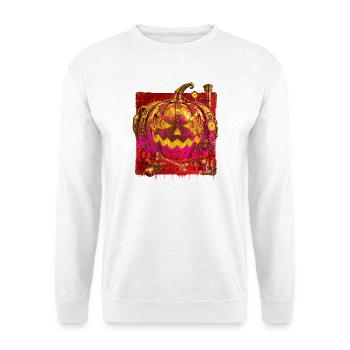 Steampunk-Halloween-Kurbis - Unisex Pullover - Weiß - Vorne - Alina (178cm) & Michal (187cm)